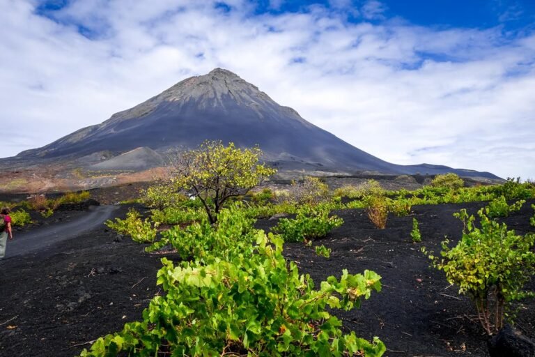 Fogo Island, which is part of the Cape Verde Islands and has the Pico do Fogo peak